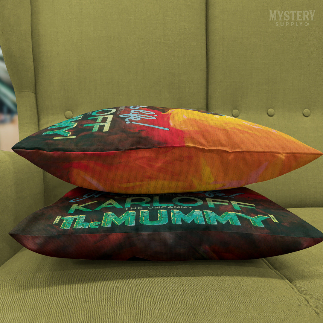 The Mummy vintage horror monster double sided decorative throw pillow home decor from Mystery Supply Co. @mysterysupplyco