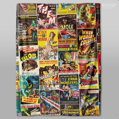 1950s Vintage Horror and Sci-Fi Movie Posters velveteen plush throw blanket from Mystery Supply Co. @mysterysupplyco