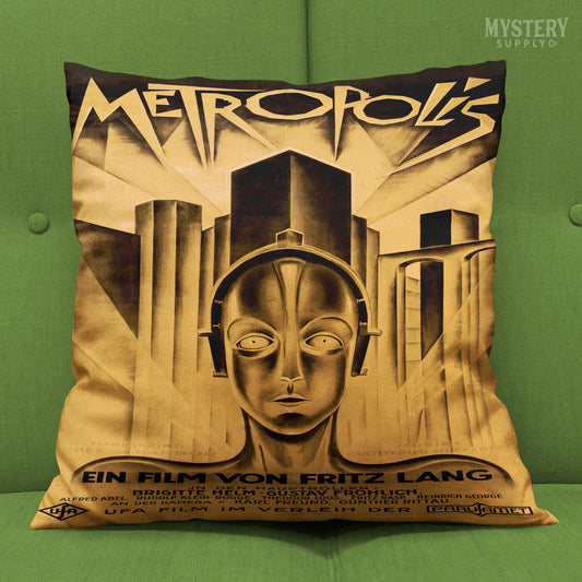 Metropolis 1927 Fritz Lang vintage science fiction sci-fi movie double-sided decorative throw pillow home decor from Mystery Supply Co. @mysterysupplyco