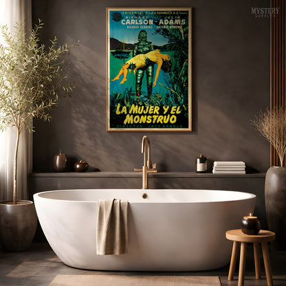 Creature from the Black Lagoon 1954 Vintage Horror Monster Movie Poster (Spanish)