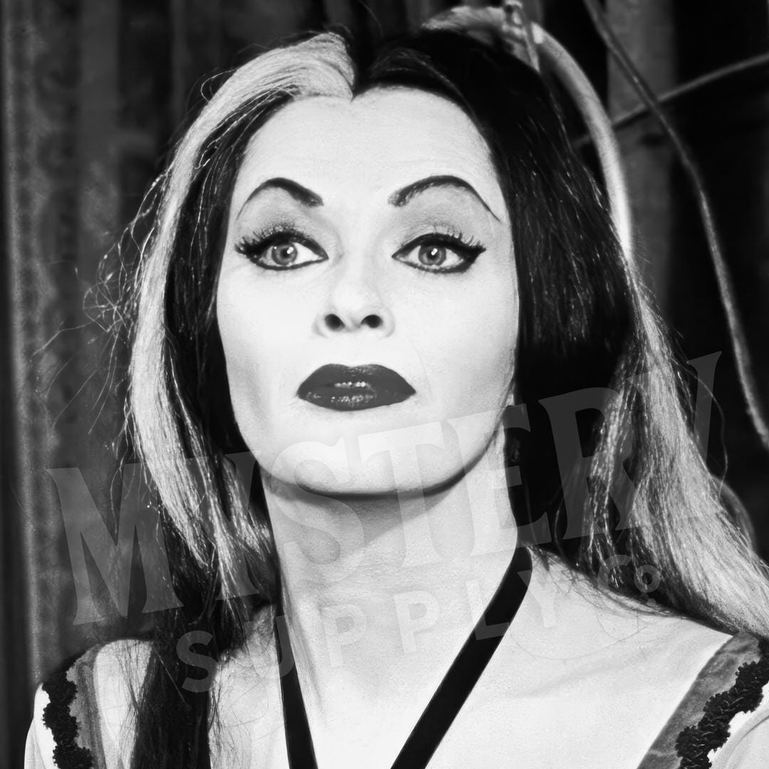 Lily Munster Yvonne De Carlo 1960s 10,000 Volts Vintage The Munsters Vampire Horror Monster Beauty Black and White Photo reproduction from Mystery Supply Co. @mysterysupplyco