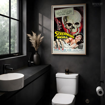 Screaming Skull 1958 Vintage Horror Ghost Skull Monster Movie Poster