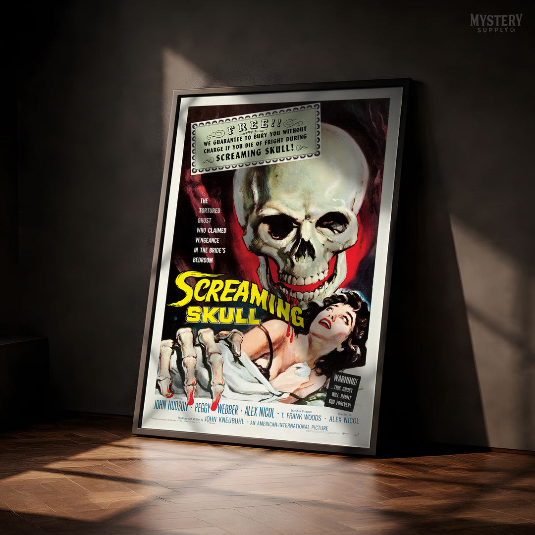 Screaming Skull 1958 Vintage Horror Ghost Skull Monster Movie Poster