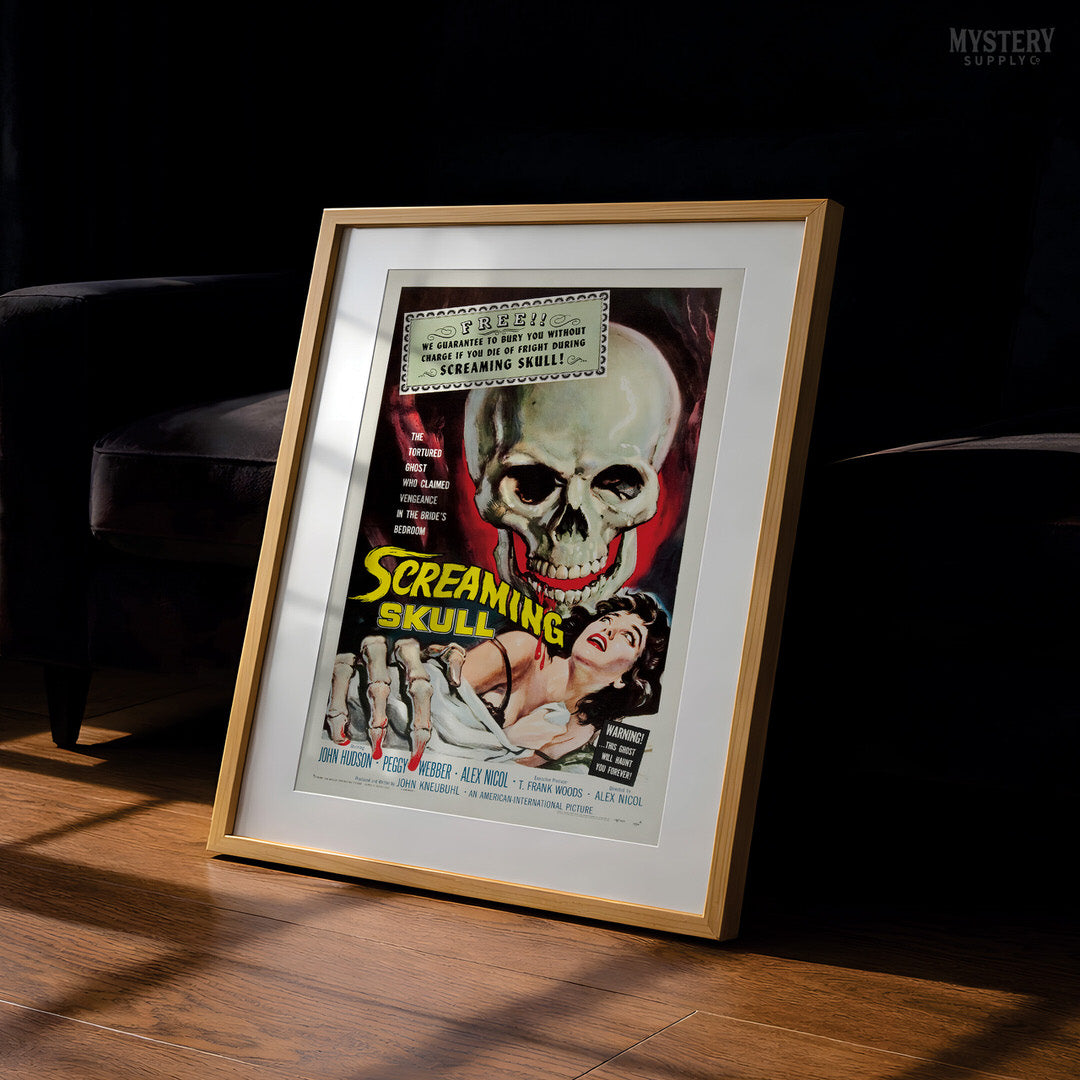 Screaming Skull 1958 Vintage Horror Ghost Skull Monster Movie Poster