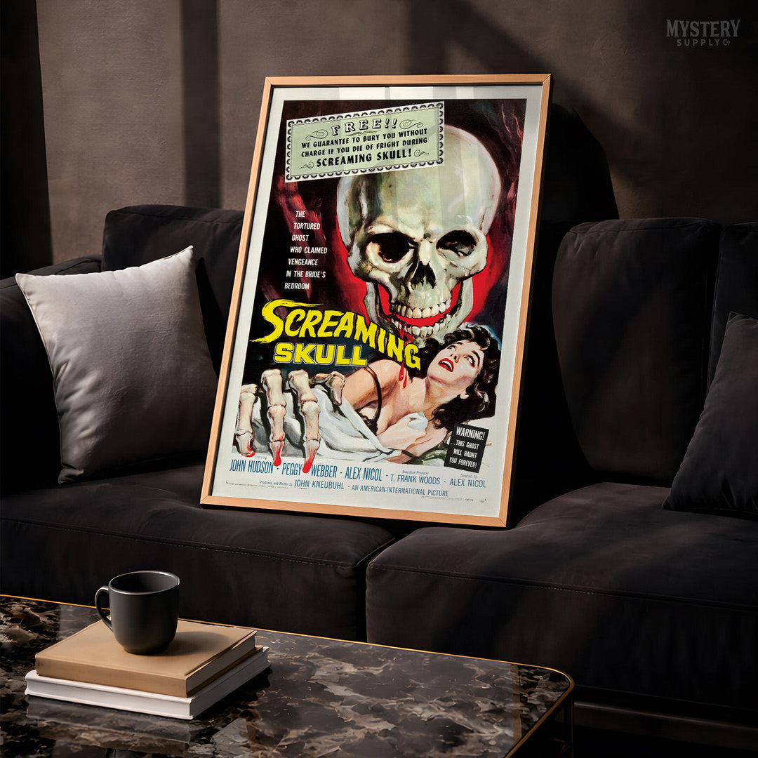 Screaming Skull 1958 Vintage Horror Ghost Skull Monster Movie Poster