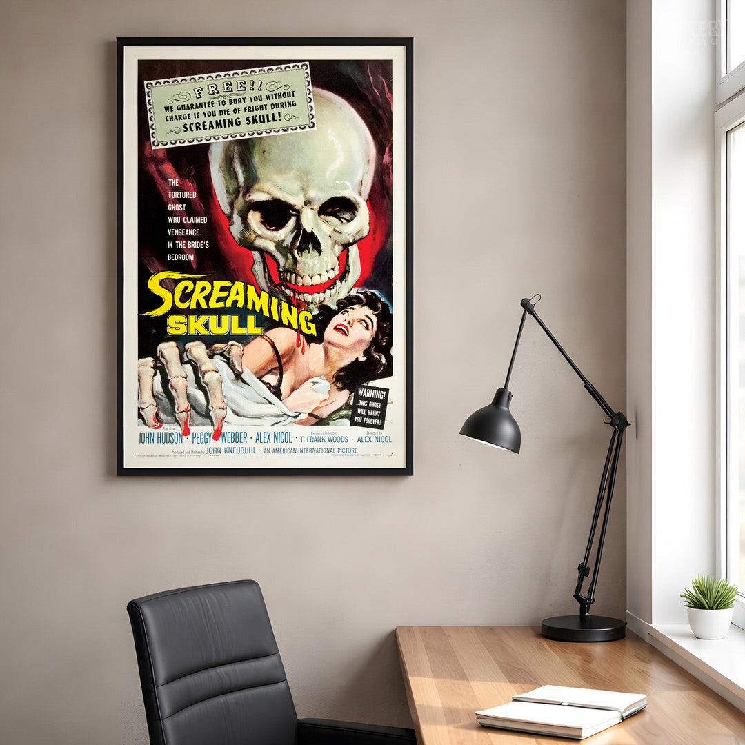 Screaming Skull 1958 Vintage Horror Ghost Skull Monster Movie Poster