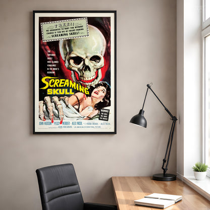 Screaming Skull 1958 Vintage Horror Ghost Skull Monster Movie Poster