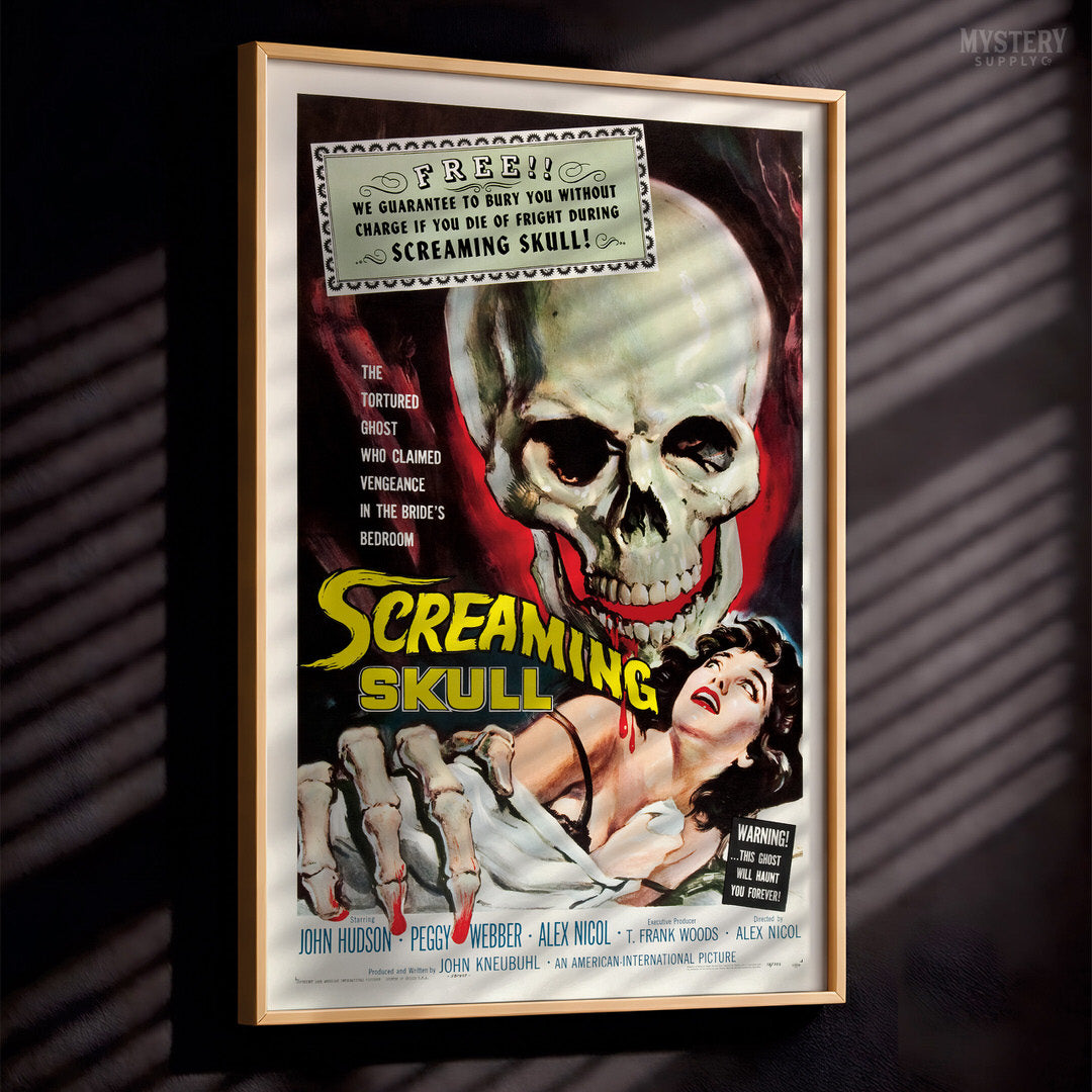 Screaming Skull 1958 Vintage Horror Ghost Skull Monster Movie Poster