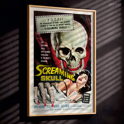 Screaming Skull 1958 Vintage Horror Ghost Skull Monster Movie Poster