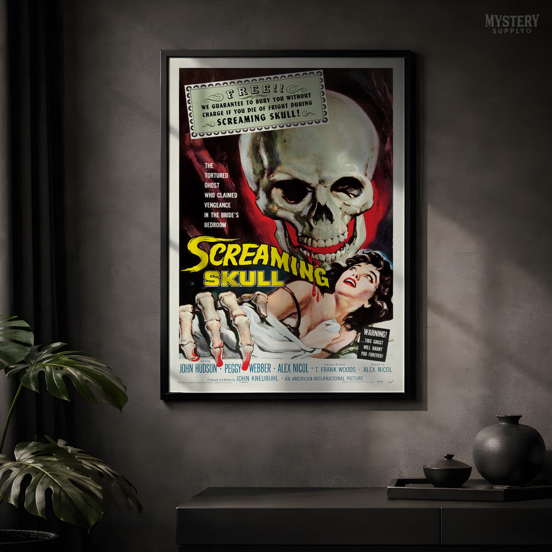 Screaming Skull 1958 Vintage Horror Ghost Skull Monster Movie Poster