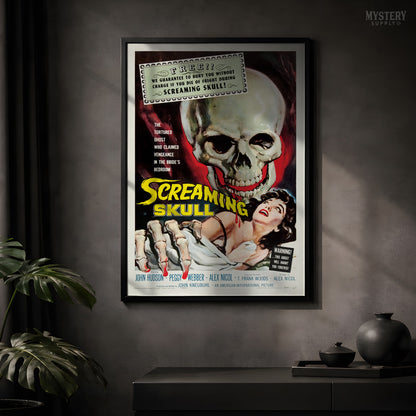 Screaming Skull 1958 Vintage Horror Ghost Skull Monster Movie Poster