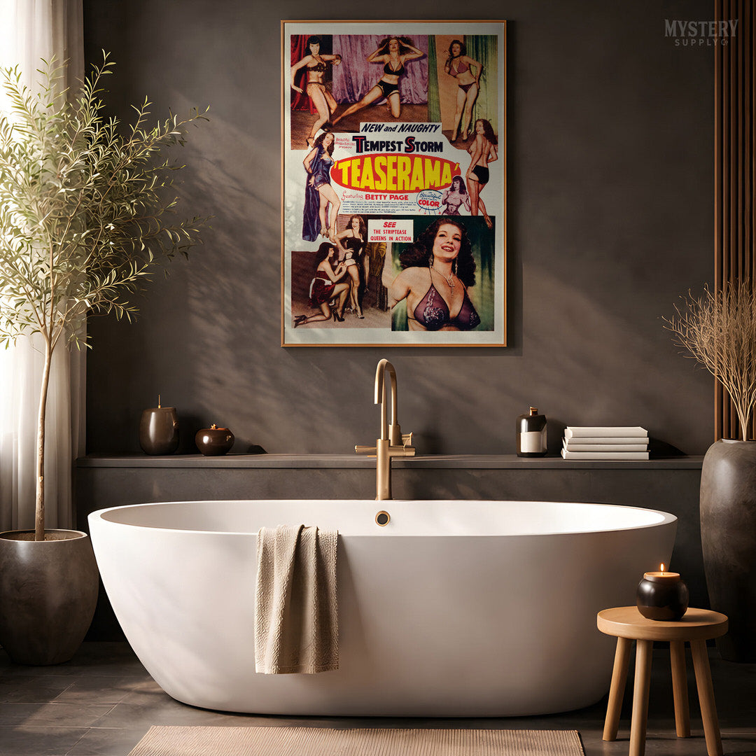 Teaserama 1955 Vintage Bettie Page Stripper Sexploitation Movie Poster