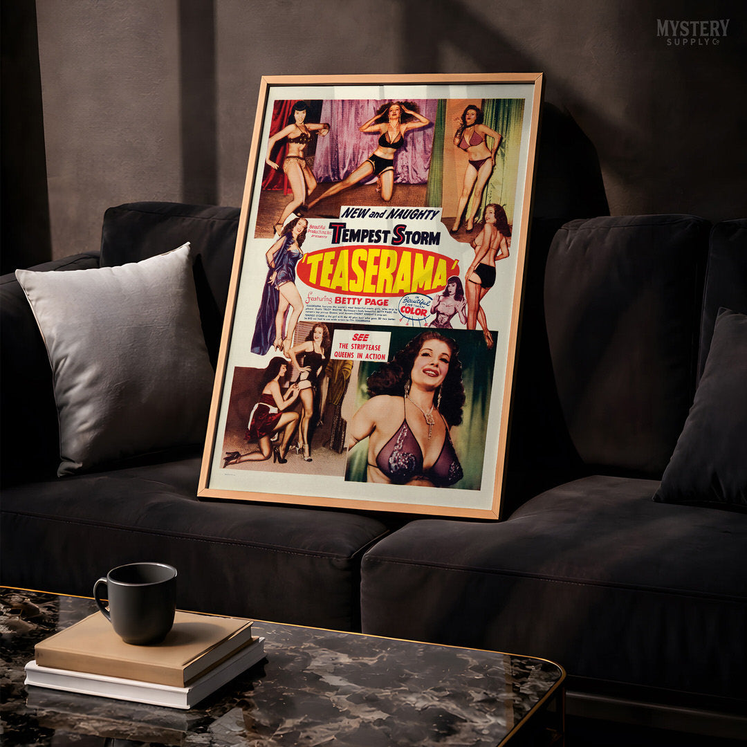 Teaserama 1955 Vintage Bettie Page Stripper Sexploitation Movie Poster