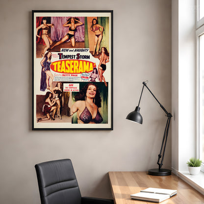 Teaserama 1955 Vintage Bettie Page Stripper Sexploitation Movie Poster