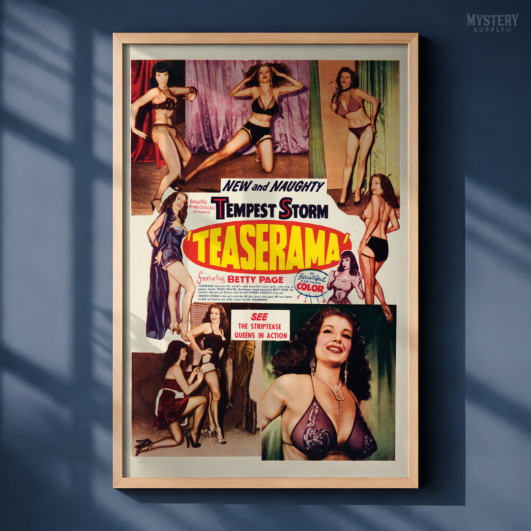 Teaserama 1955 Vintage Bettie Page Stripper Sexploitation Movie Poster
