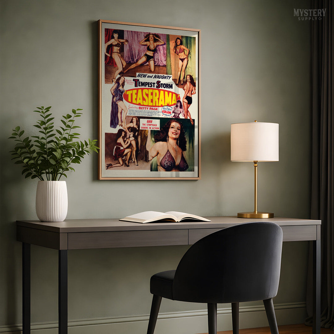 Teaserama 1955 Vintage Bettie Page Stripper Sexploitation Movie Poster