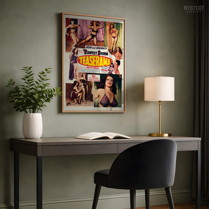 Teaserama 1955 Vintage Bettie Page Stripper Sexploitation Movie Poster