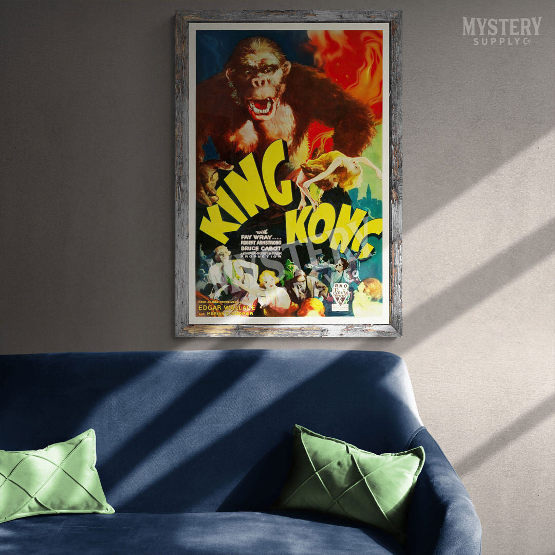 King Kong 1933 vintage horror monster gorilla movie poster reproduction from Mystery Supply Co. @mysterysupplyco