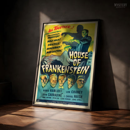 House of Frankenstein 1944 Vintage Horror Movie Poster