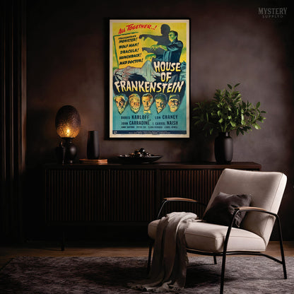 House of Frankenstein 1944 Vintage Horror Movie Poster