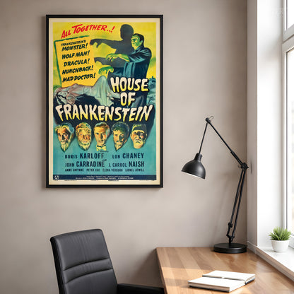 House of Frankenstein 1944 Vintage Horror Movie Poster