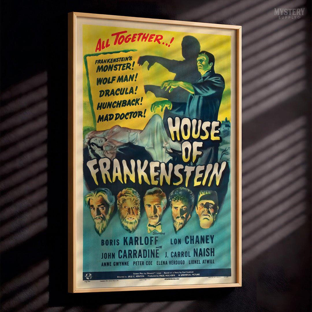 House of Frankenstein 1944 Vintage Horror Movie Poster