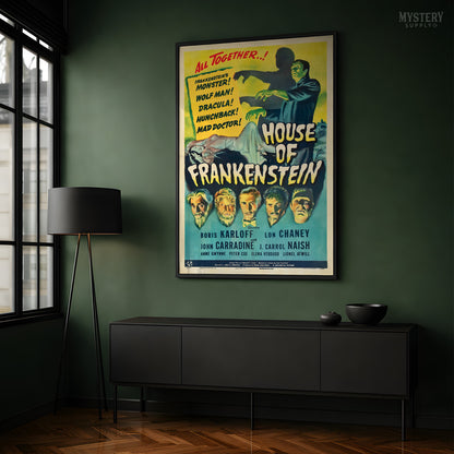 House of Frankenstein 1944 Vintage Horror Movie Poster