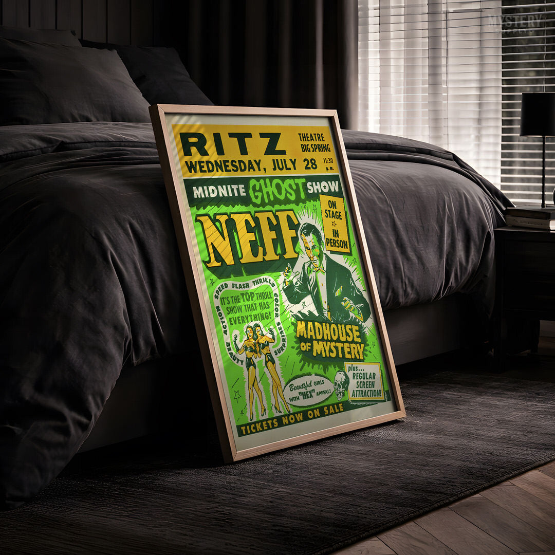 Dr. Neff Midnite Ghost Show 1950s Vintage Spook Show Poster