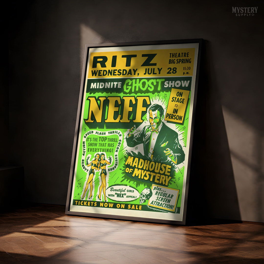 Dr. Neff Midnite Ghost Show 1950s Vintage Spook Show Poster