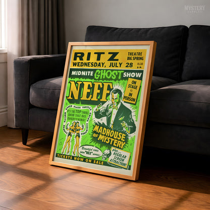 Dr. Neff Midnite Ghost Show 1950s Vintage Spook Show Poster