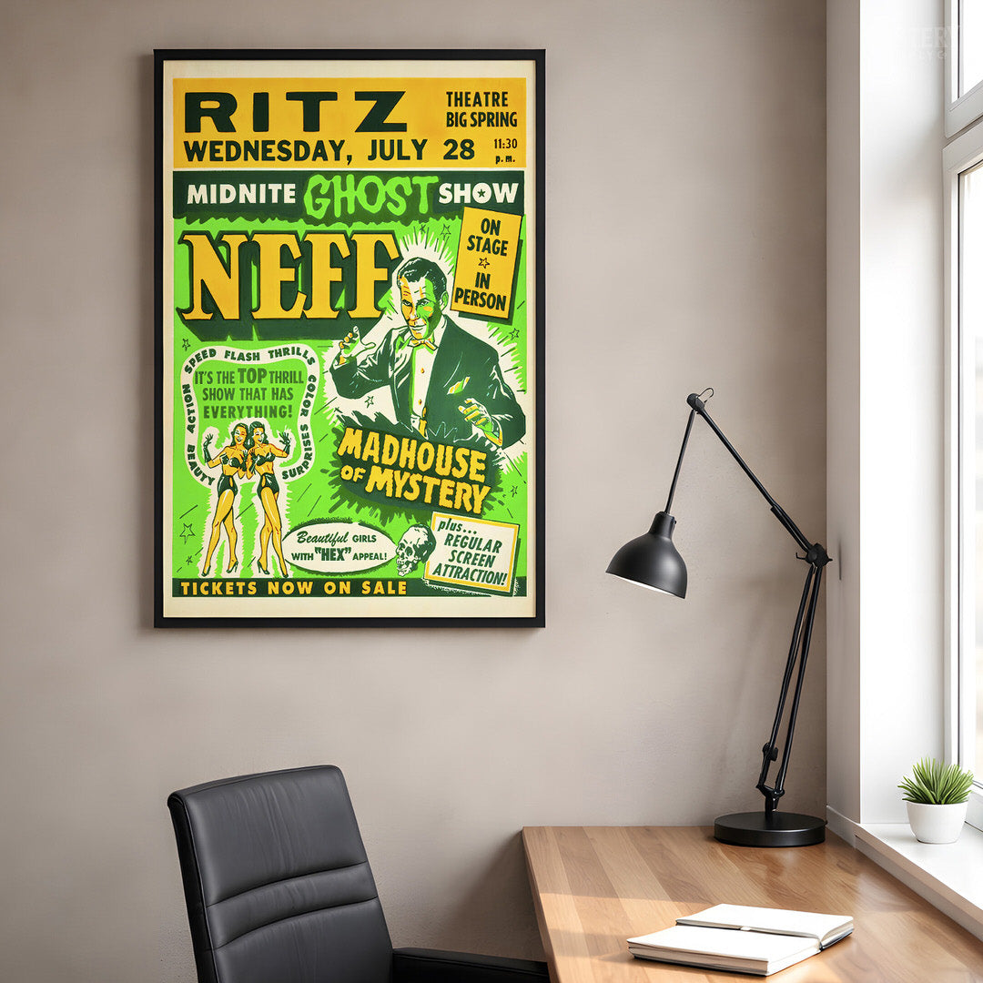 Dr. Neff Midnite Ghost Show 1950s Vintage Spook Show Poster