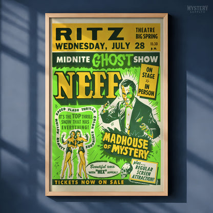Dr. Neff Midnite Ghost Show 1950s Vintage Spook Show Poster