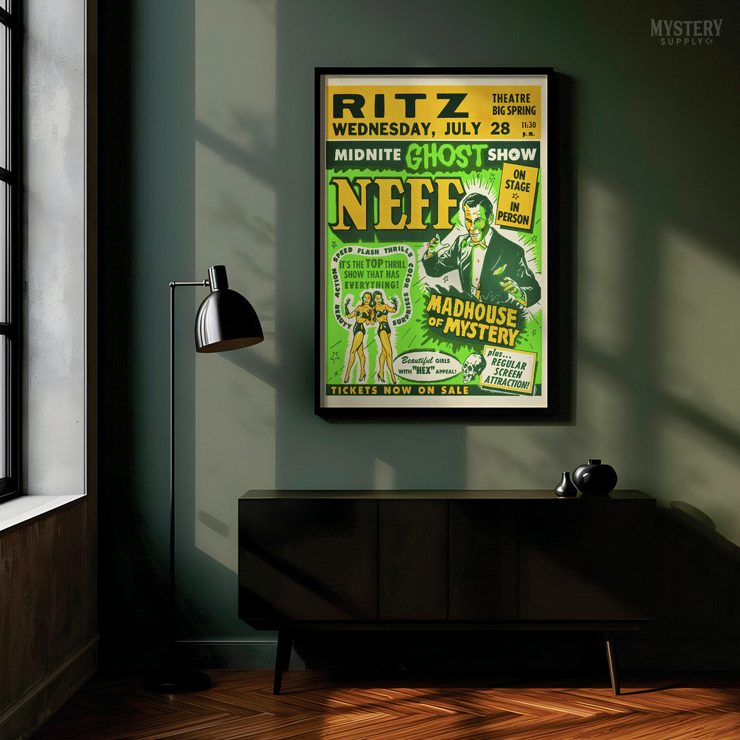 Dr. Neff Midnite Ghost Show 1950s Vintage Spook Show Poster