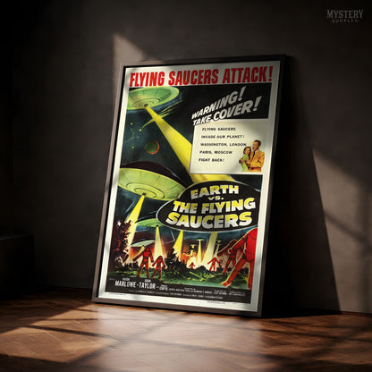 Earth vs. the Flying Saucers 1956 Vintage Sci-Fi Movie Poster