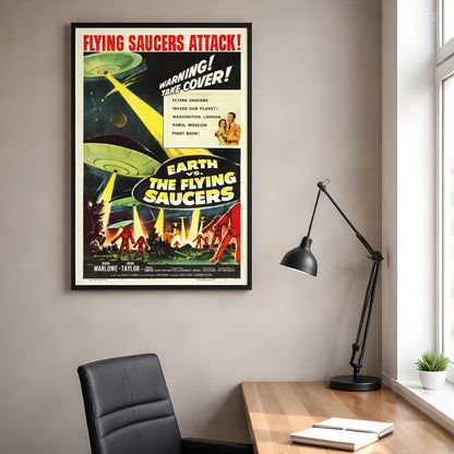 Earth vs. the Flying Saucers 1956 Vintage Sci-Fi Movie Poster