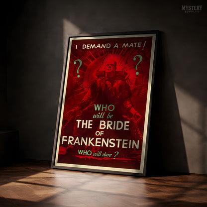 The Bride of Frankenstein 1935 Vintage Horror Teaser Movie Poster