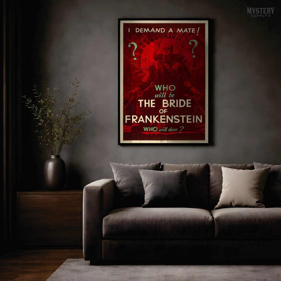 The Bride of Frankenstein 1935 Vintage Horror Teaser Movie Poster