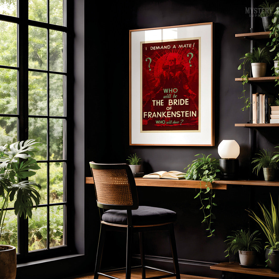 The Bride of Frankenstein 1935 Vintage Horror Teaser Movie Poster
