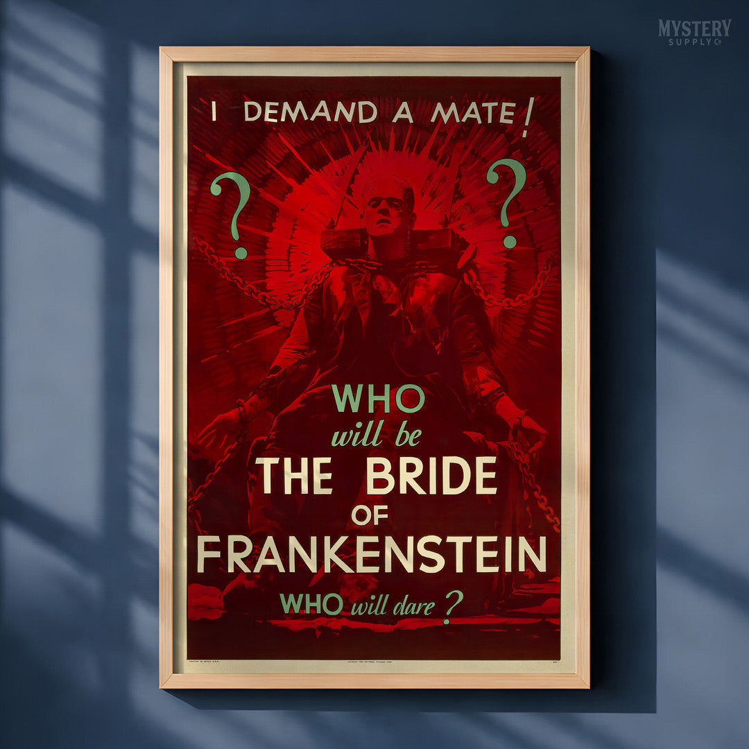 The Bride of Frankenstein 1935 Vintage Horror Teaser Movie Poster