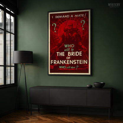 The Bride of Frankenstein 1935 Vintage Horror Teaser Movie Poster