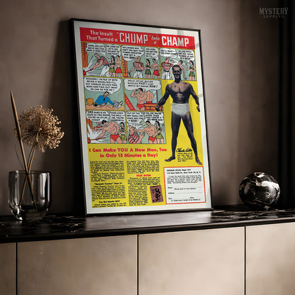 Chump Into a Champ Charles Atlas 1940s Comic Book Ad