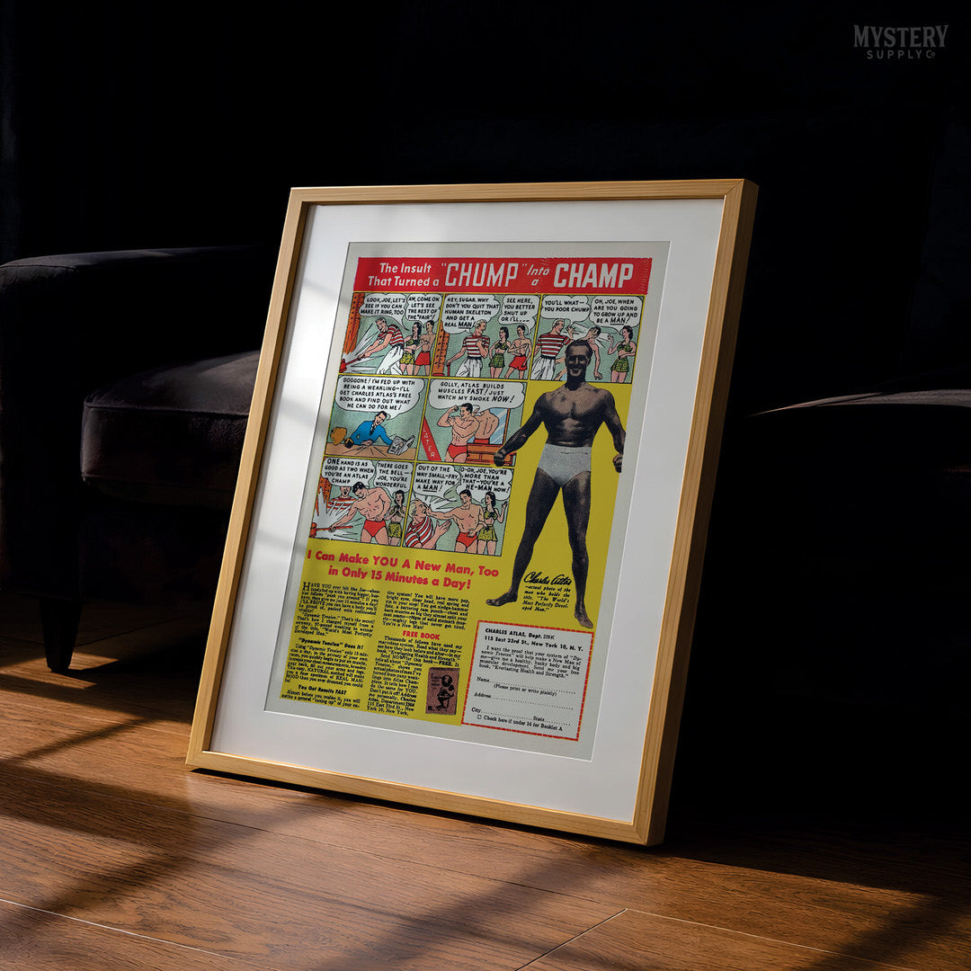 Chump Into a Champ Charles Atlas 1940s Comic Book Ad