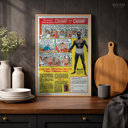 Chump Into a Champ Charles Atlas 1940s Comic Book Ad