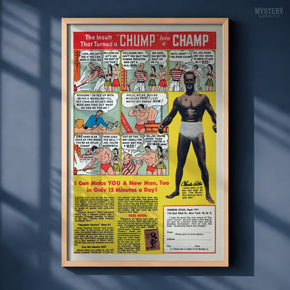 Chump Into a Champ Charles Atlas 1940s Comic Book Ad