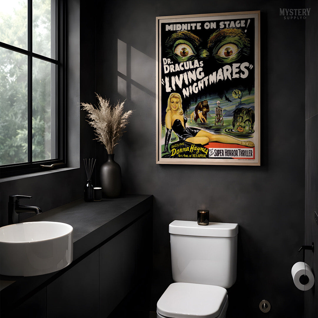 Dr. Dracula's Living Nightmares 1950s Spook Show Horror Poster