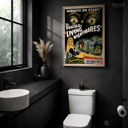 Dr. Dracula's Living Nightmares 1950s Spook Show Horror Poster