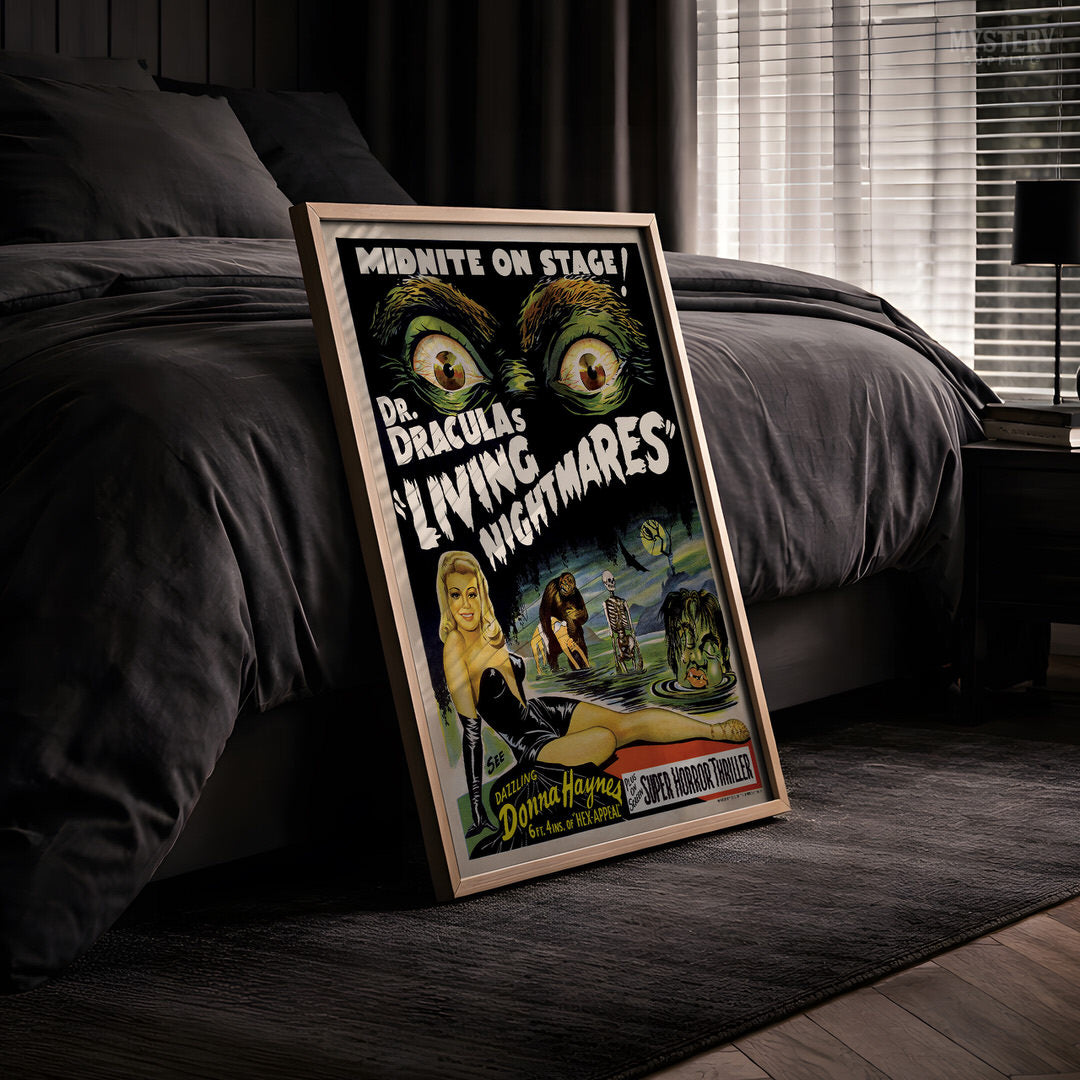 Dr. Dracula's Living Nightmares 1950s Spook Show Horror Poster