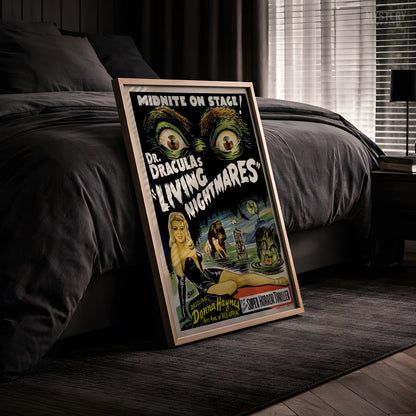 Dr. Dracula's Living Nightmares 1950s Spook Show Horror Poster