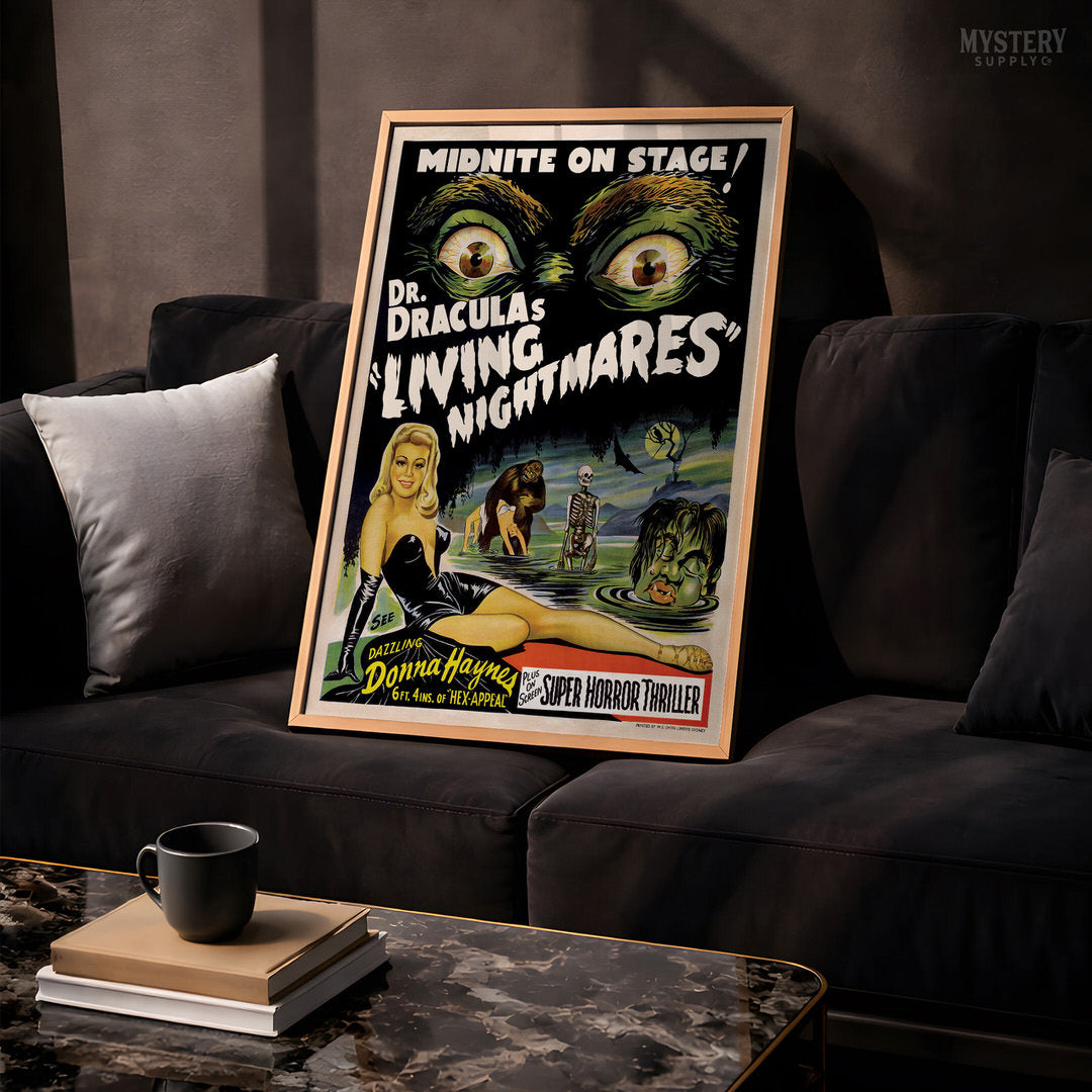 Dr. Dracula's Living Nightmares 1950s Spook Show Horror Poster