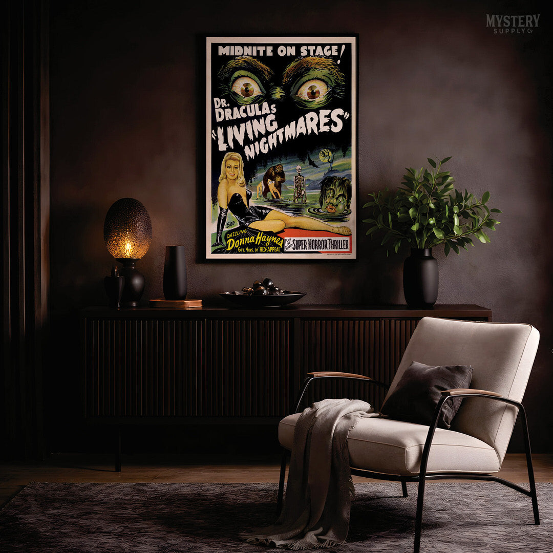Dr. Dracula's Living Nightmares 1950s Spook Show Horror Poster